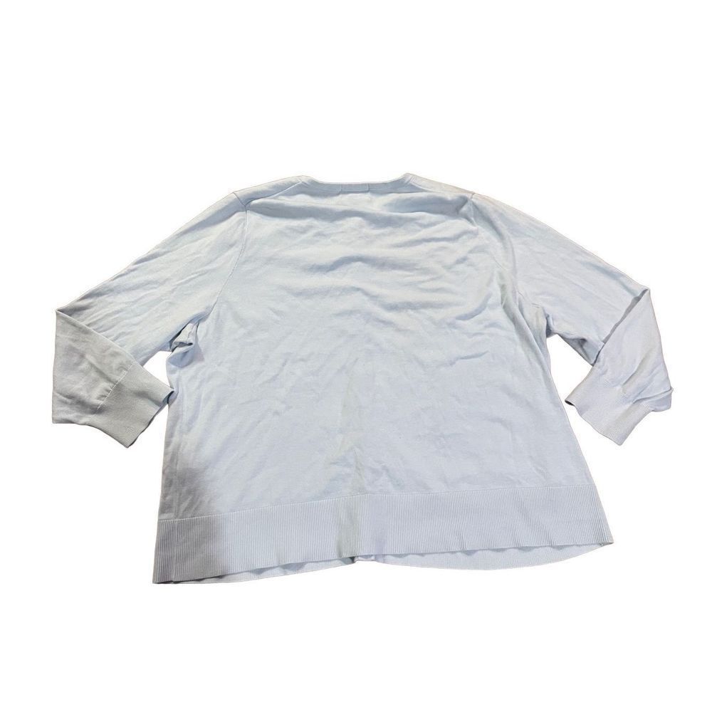 Lands' End Women's Long Sleeve‎ Cardigan Light Sky Blue Hibiscus 3X - Picture 2 of 7